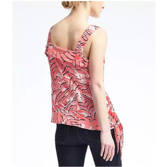 Banana Republic palm print asymmetrical top - Picture 2 of 8